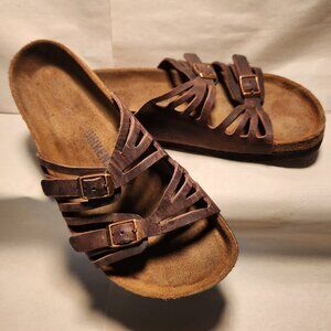 Birkenstock Granada Tobacco Brown Slide-On Sandals Sz 6-6.5 W, 37 EU